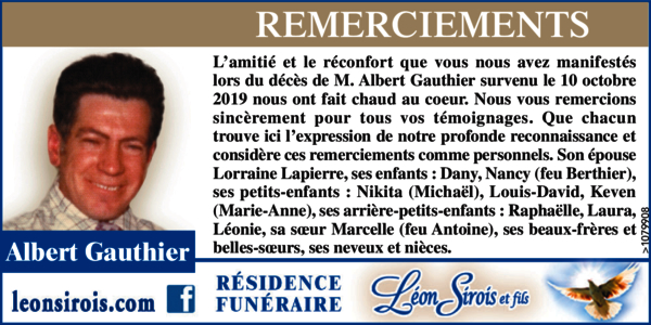 Léon Sirois et Fils  Albert Gauthier, 19352019